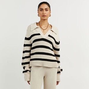 DISSH Colbie Cream and Black Knit Striped Sweater